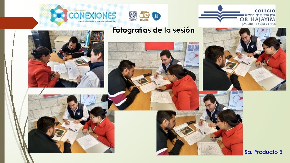 Fotografías de la sesión 5 a. Producto 3 