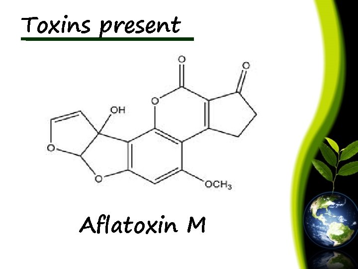 Toxins present Aflatoxin M 