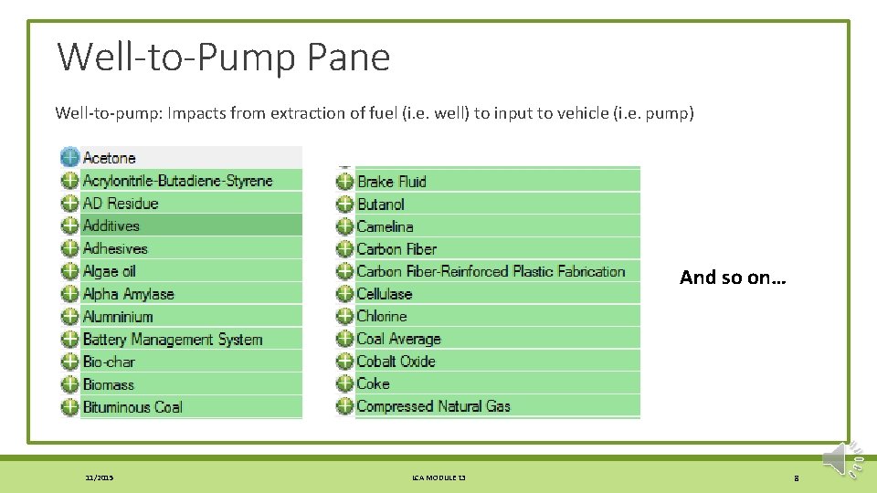 Well-to-Pump Pane Well-to-pump: Impacts from extraction of fuel (i. e. well) to input to