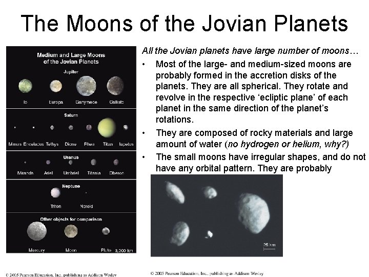 The Moons of the Jovian Planets All the Jovian planets have large number of