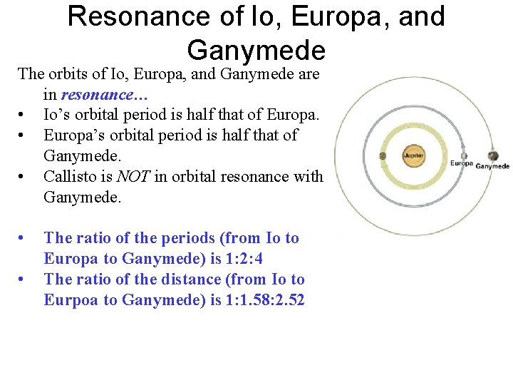 Resonance of Io, Europa, and Ganymede The orbits of Io, Europa, and Ganymede are