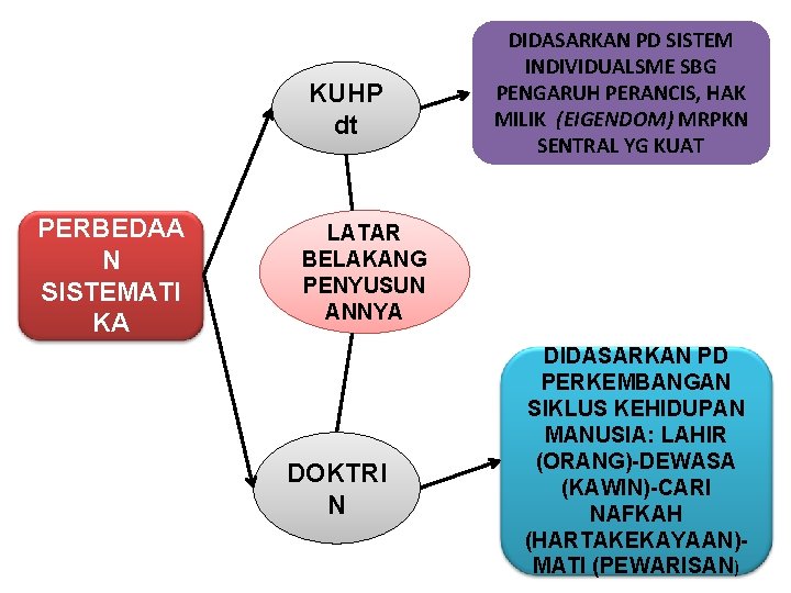 KUHP dt PERBEDAA N SISTEMATI KA DIDASARKAN PD SISTEM INDIVIDUALSME SBG PENGARUH PERANCIS, HAK