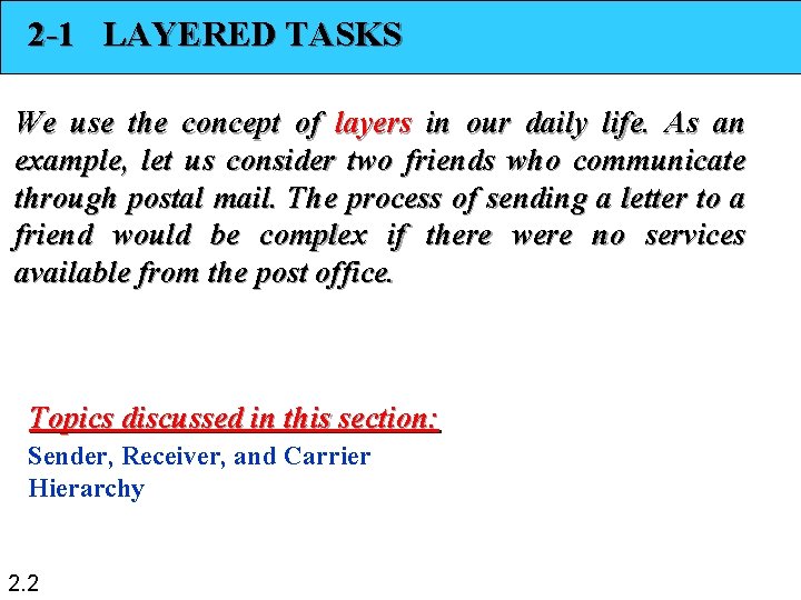 2 -1 LAYERED TASKS We use the concept of layers in our daily life.