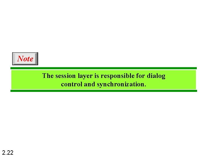 Note The session layer is responsible for dialog control and synchronization. 2. 22 