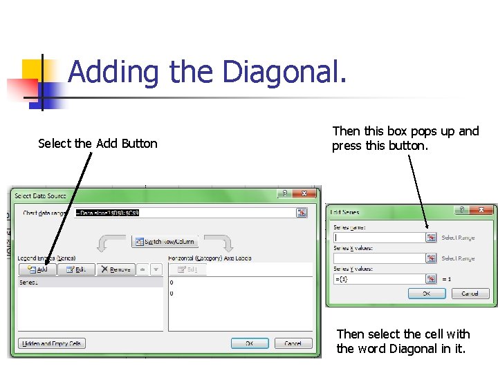Adding the Diagonal. Select the Add Button Then this box pops up and press