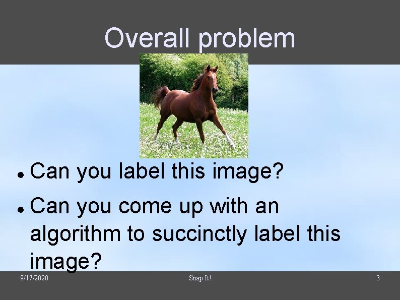 Overall problem Can you label this image? Can you come up with an algorithm Overall problem Can you label this image? Can you come up with an algorithm