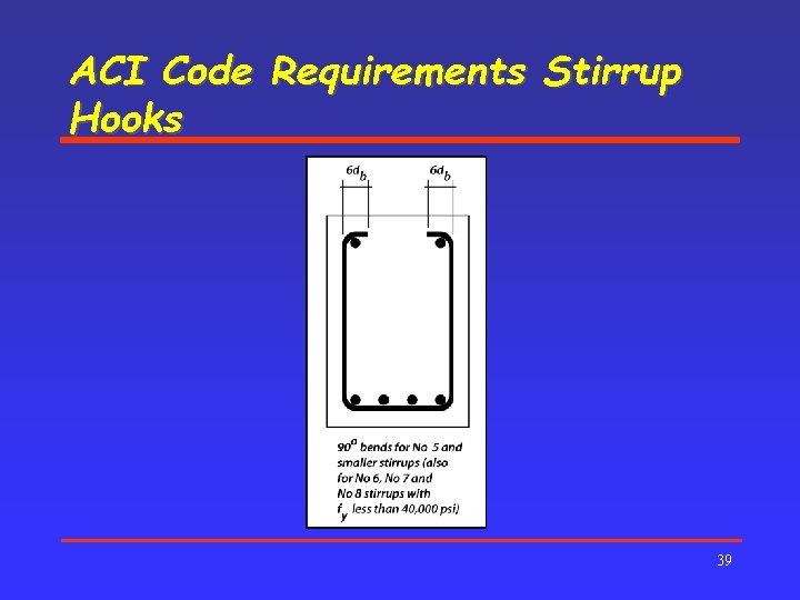 ACI Code Requirements Stirrup Hooks 39 