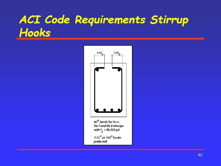 ACI Code Requirements Stirrup Hooks 40 