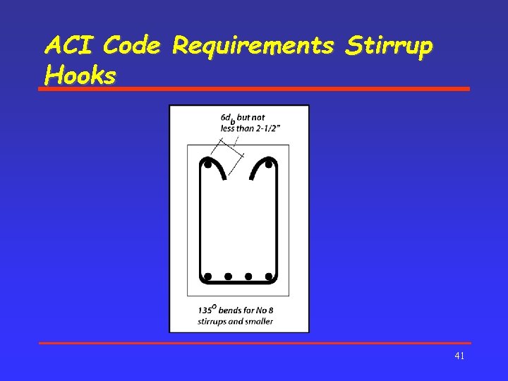 ACI Code Requirements Stirrup Hooks 41 