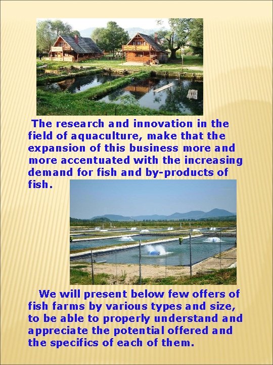 The research and innovation in the field of aquaculture, make that the expansion