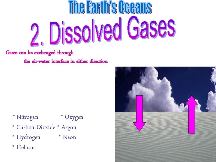 * Gases can be exchanged through the air-water interface in either direction * Gases
