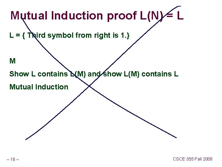 Mutual Induction proof L(N) = L L = { Third symbol from right is