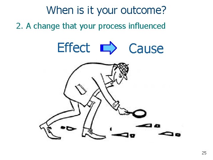 When is it your outcome? 2. A change that your process influenced Effect Cause