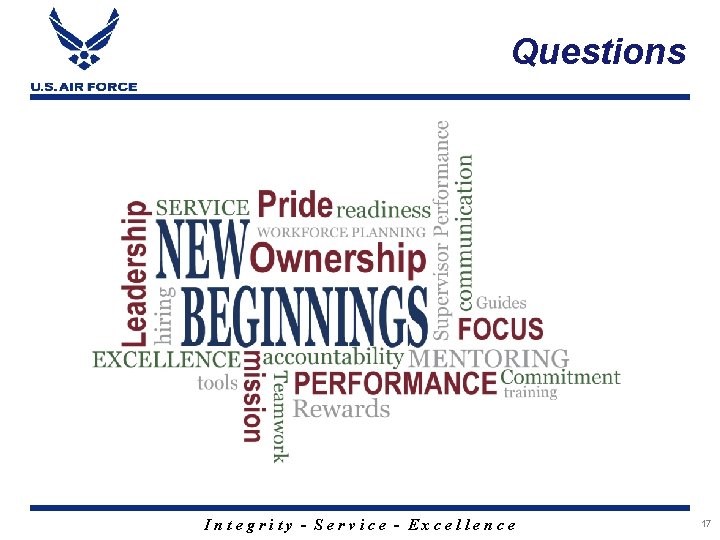 Questions Integrity - Service - Excellence 17 