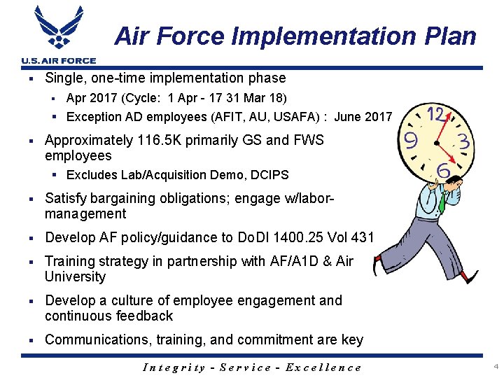 Air Force Implementation Plan § Single, one-time implementation phase § Apr 2017 (Cycle: 1