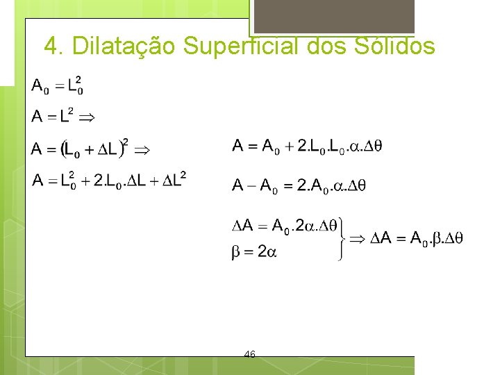 4. Dilatação Superficial dos Sólidos 46 