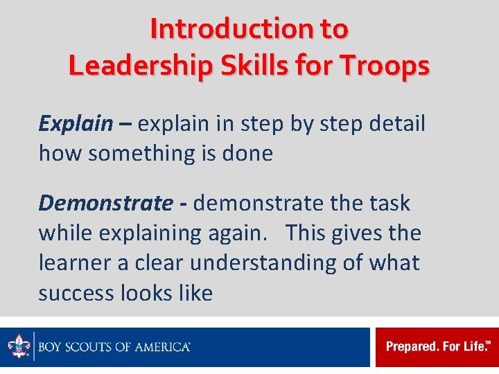 Introduction to Leadership Skills for Troops Explain – explain in step by step detail