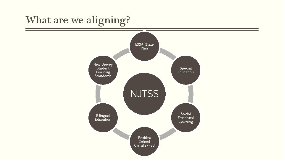 What are we aligning? ESSA State Plan New Jersey Student Learning Standards Special Education