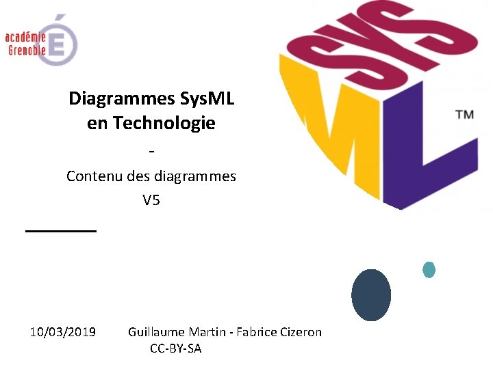 Diagrammes Sys. ML en Technologie Contenu des diagrammes V 5 10/03/2019 Guillaume Martin - Diagrammes Sys. ML en Technologie Contenu des diagrammes V 5 10/03/2019 Guillaume Martin -