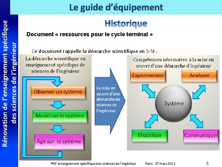 Rénovation de l’enseignement spécifique des sciences de l’ingénieur Le guide d’équipement Document « ressources