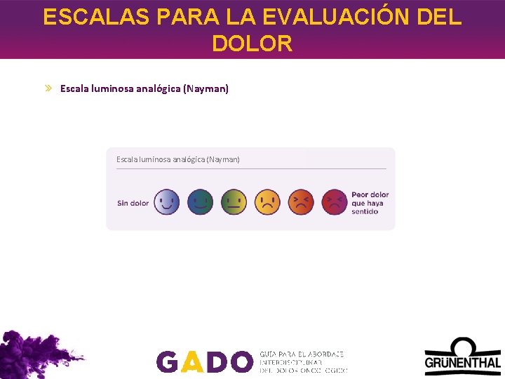 ESCALAS PARA LA EVALUACIÓN DEL DOLOR Escala luminosa analo gica (Nayman) 