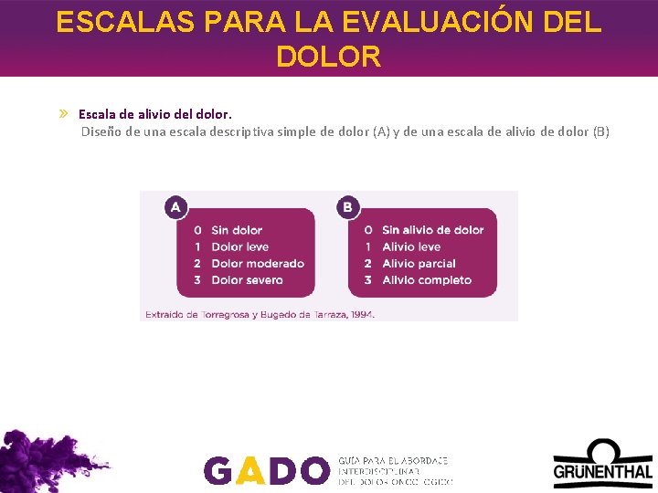 ESCALAS PARA LA EVALUACIÓN DEL DOLOR Escala de alivio del dolor. Disen o de