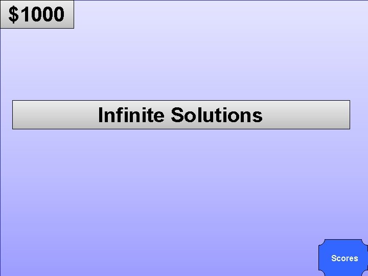 © Mark E. Damon - All Rights Reserved $1000 Infinite Solutions Scores 