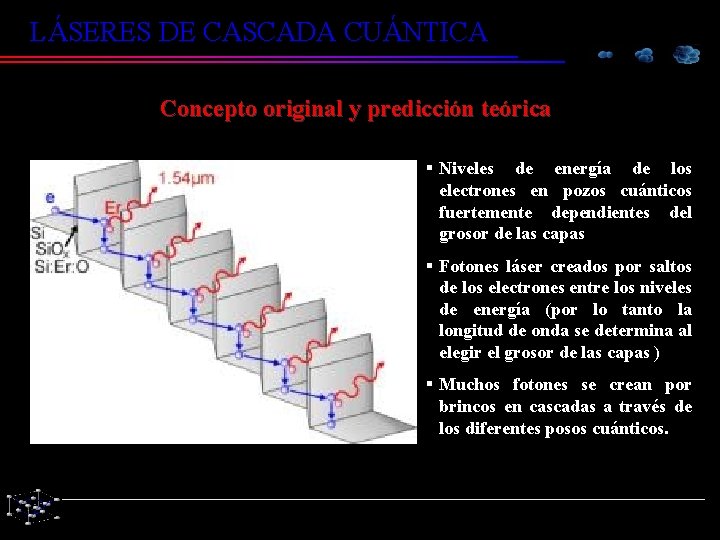 LÁSERES DE CASCADA CUÁNTICA Concepto original y predicción teórica § Niveles de energía de