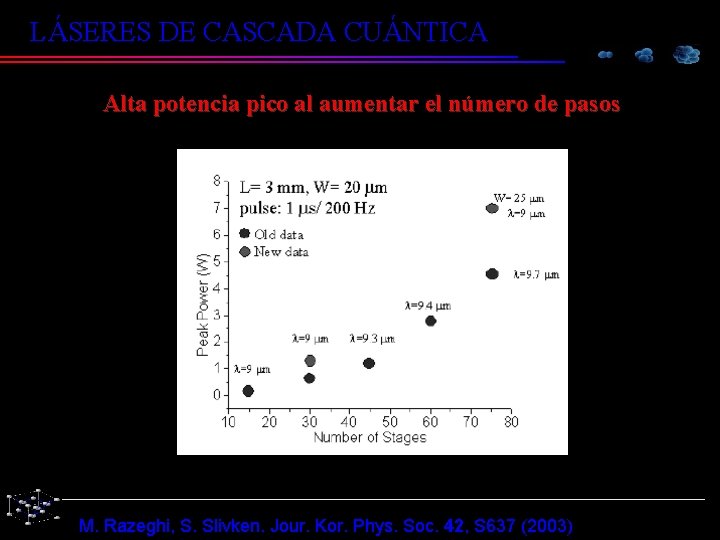 LÁSERES DE CASCADA CUÁNTICA Alta potencia pico al aumentar el número de pasos M.