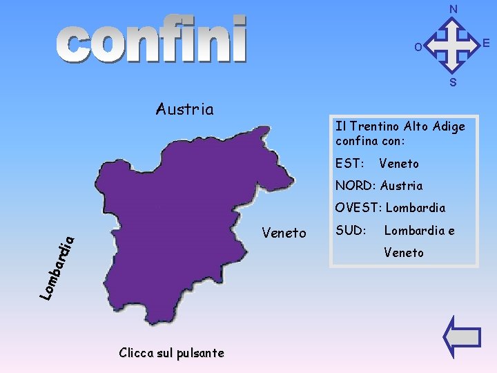N E O S Austria Il Trentino Alto Adige confina con: EST: Veneto NORD: