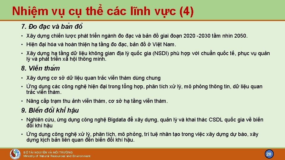 Nhiệm vụ cụ thể các lĩnh vực (4) 7. Đo đa c và ba