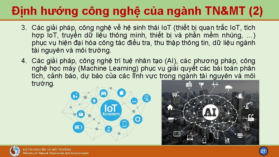 Định hướng công nghệ của ngành TN&MT (2) 3. Các giải pháp, công nghệ