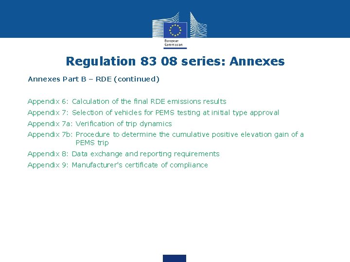 Regulation 83 08 series: Annexes Part B – RDE (continued) Appendix 6: Calculation of