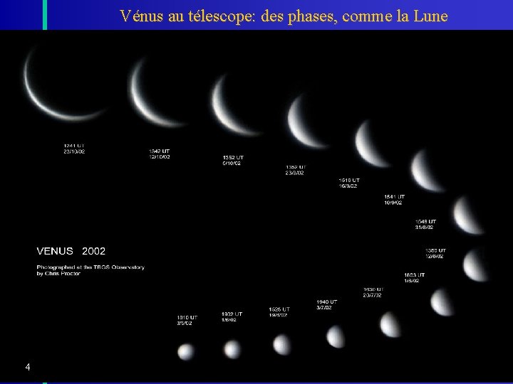 Vénus au télescope: des phases, comme la Lune 4 Vénus au télescope: des phases, comme la Lune 4