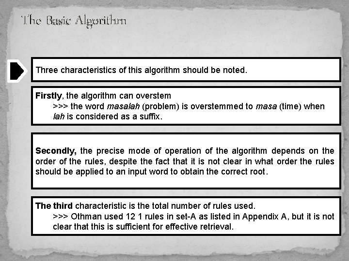 The Basic Algorithm Three characteristics of this algorithm should be noted. Firstly, the algorithm