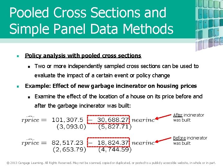 Pooled Cross Sections and Simple Panel Data Methods Policy analysis with pooled cross sections