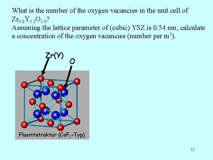 What is the number of the oxygen vacancies in the unit cell of Zr What is the number of the oxygen vacancies in the unit cell of Zr
