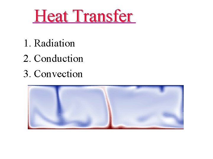 Heat Transfer 1. Radiation 2. Conduction 3. Convection Heat Transfer 1. Radiation 2. Conduction 3. Convection