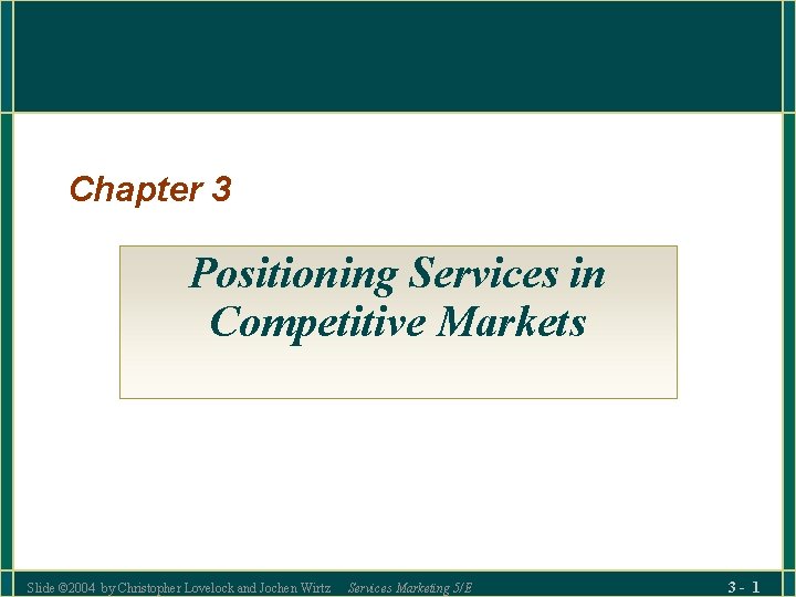 Chapter 3 Positioning Services in Competitive Markets Slide