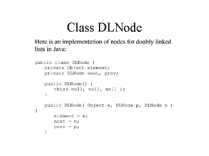 Class DLNode 