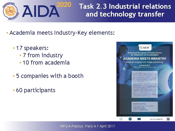 Task 2. 3 Industrial relations and technology transfer • Academia meets Industry-Key elements: •