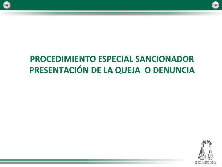 PROCEDIMIENTO ESPECIAL SANCIONADOR PRESENTACIÓN DE LA QUEJA O DENUNCIA PROCEDIMIENTO ESPECIAL SANCIONADOR PRESENTACIÓN DE LA QUEJA O DENUNCIA