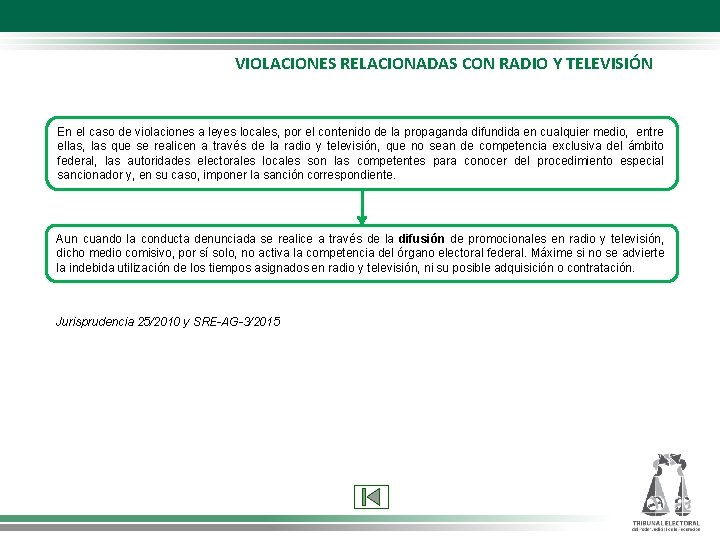 VIOLACIONES RELACIONADAS CON RADIO Y TELEVISIÓN En el caso de violaciones a leyes locales,