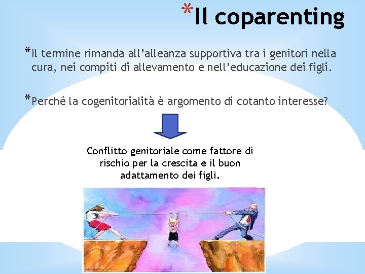 *Il coparenting *Il termine rimanda all’alleanza supportiva tra i genitori nella cura, nei compiti