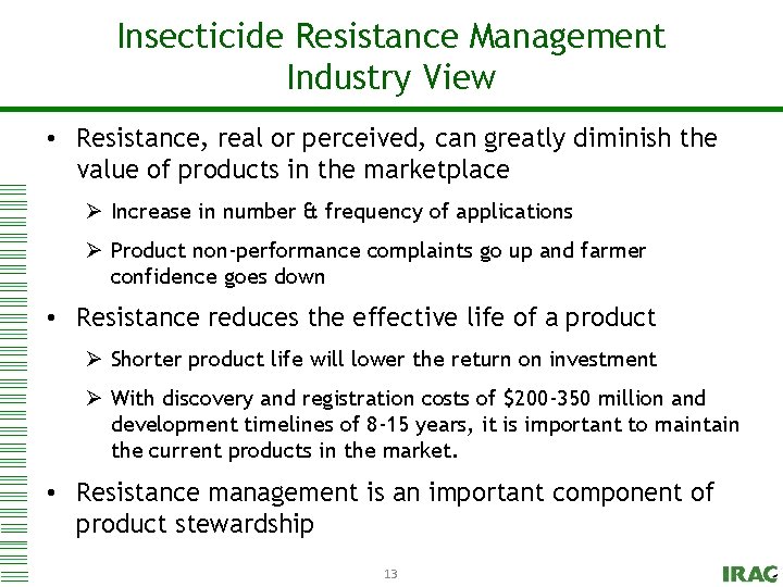 Insecticide Management Click to. Resistance edit Master title style Industry View • Resistance, real