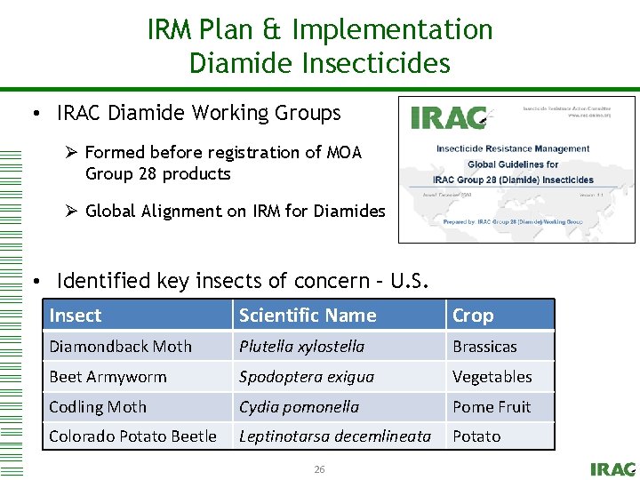 IRM Plan & Implementation Click to edit Master title style Diamide Insecticides • IRAC