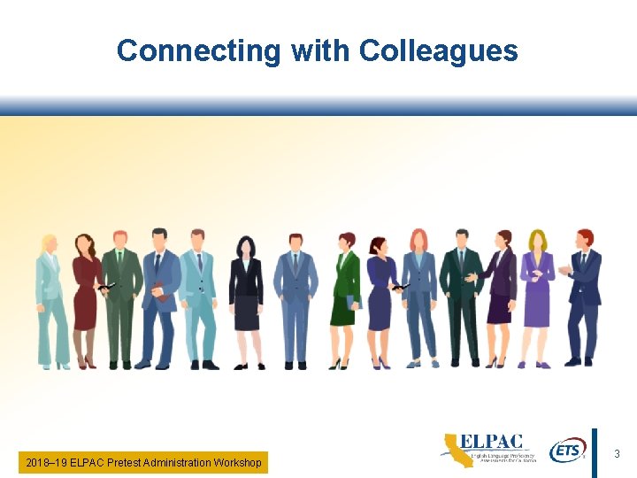 Connecting with Colleagues 2018‒ 19 ELPAC Pretest Administration Workshop 3 