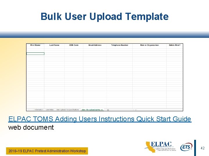 Bulk User Upload Template ELPAC TOMS Adding Users Instructions Quick Start Guide web document