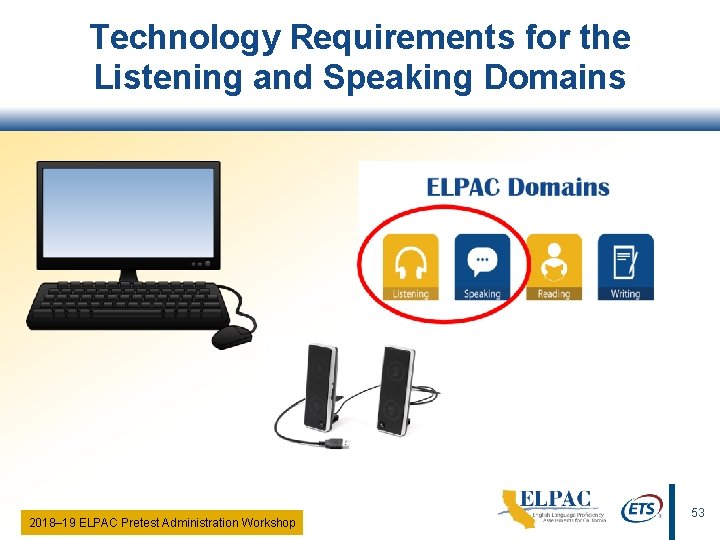 Technology Requirements for the Listening and Speaking Domains 2018‒ 19 ELPAC Pretest Administration Workshop