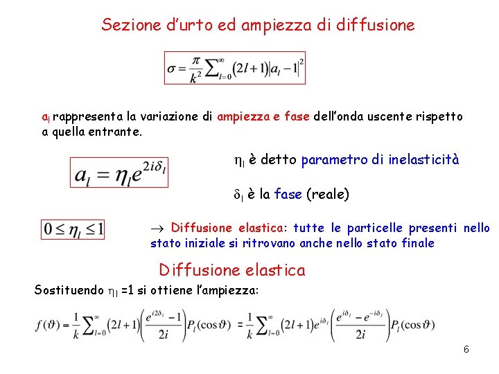 Sezione d’urto ed ampiezza di diffusione al rappresenta la variazione di ampiezza e fase